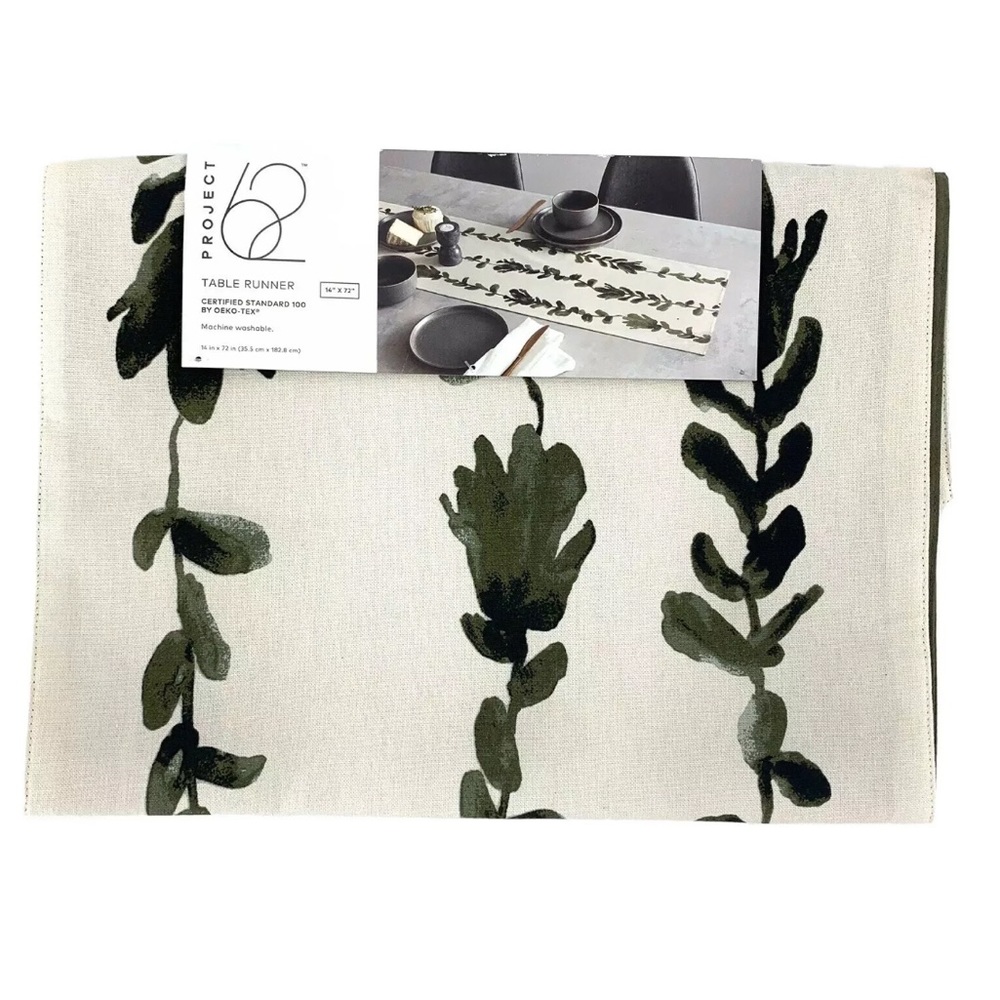 PROJECT 62 NEW Table Runner Bud Stalk Cotton